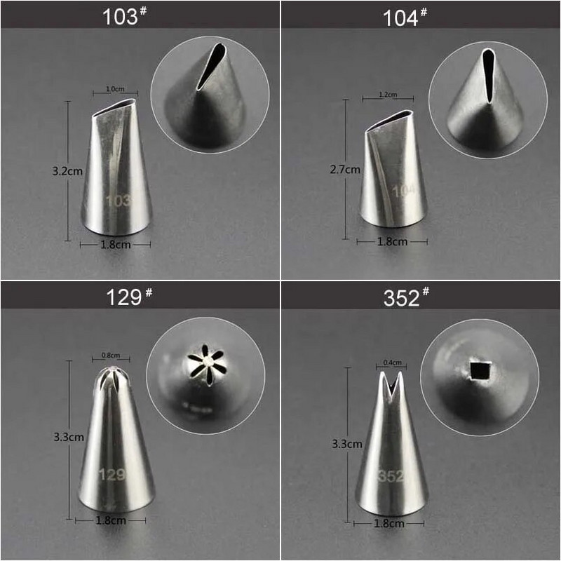 Male mlaznice za ukrašavanje od nehrđajućeg čelika Cijev za glazuru Savjeti za pecivo Fondant Ukrašavanje torte Sugarcraft Alati Posuda za pečenje