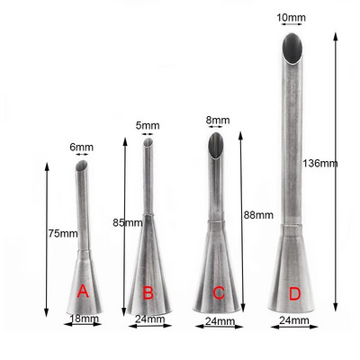 4 komada Cupcake Puffs Štrcaljka za ubrizgavanje Mlaznice za cijevi za glazuru Za ukrašavanje kolača Cjevčice za punjenje slastica Eclair Savjeti za tijesto