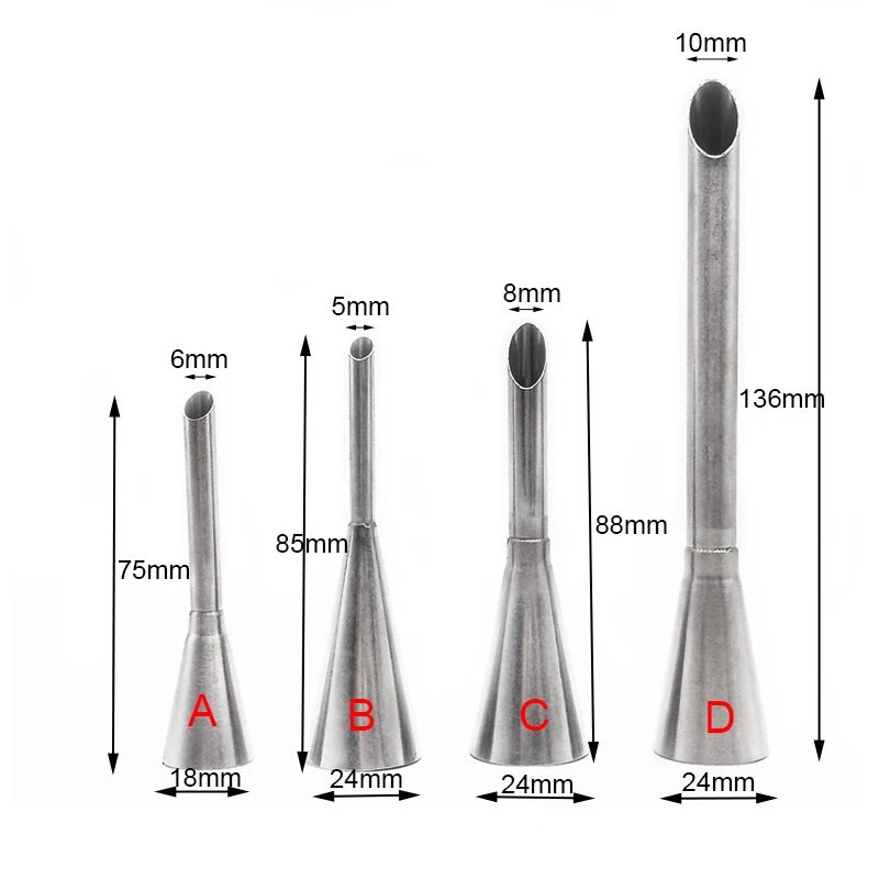 4 komada Cupcake Puffs Štrcaljka za ubrizgavanje Mlaznice za cijevi za glazuru Za ukrašavanje kolača Cjevčice za punjenje slastica Eclair Savjeti za tijesto