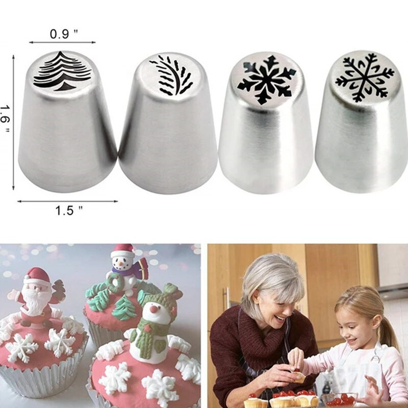 1Pc Božićna krema za kolač Glazura Piping Mlaznice Set Kuhinjsko drvce Snježna pahuljica Cupcake Dekoracija Cvijet Usta Alati za pečenje tijesta