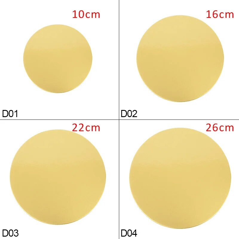10,16,22,26cm Tavă rotundă aurie pentru tort Bază cerc din carton pentru accesorii pentru decorarea torturilor, tavă de desert pentru cupcake, instrumente pentru tort
