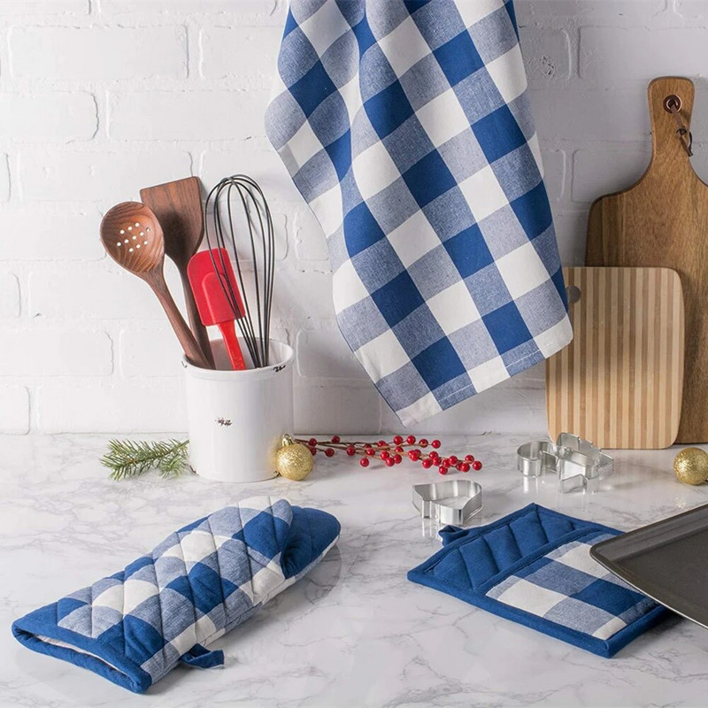 Neklizajuće rešetkaste pamučne kuhinjske rukavice za kuhanje u mikrovalnoj pećnici Držači za lonce za pečenje roštilja Deblja izolacija Rukavice za pećnicu Jastučić za toplinsku izolaciju