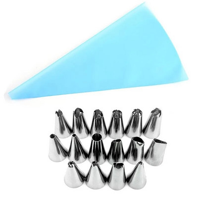 18 kom/set Silikonski kuhinjski pribor Vrećica za glazuru Vrećica za tijesto Set mlaznica od nehrđajućeg čelika DIY Savjeti za ukrašavanje kolača
