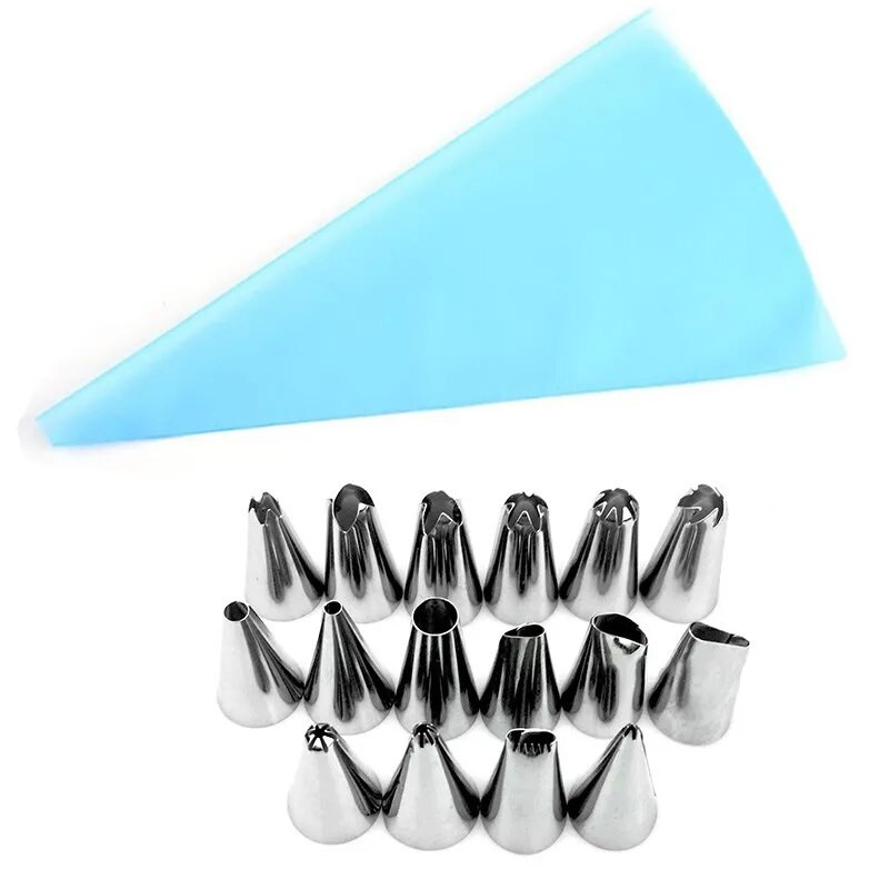 18 kom/set Silikonski kuhinjski pribor Vrećica za glazuru Vrećica za tijesto Set mlaznica od nehrđajućeg čelika DIY Savjeti za ukrašavanje kolača