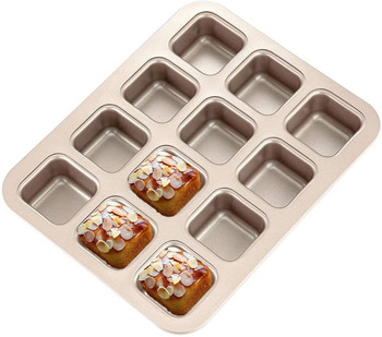 Τετράγωνη φόρμα για κέικ 12 κούπες Μίνι μπέργκερ ψωμιού αντικολλητική φόρμα cupcake για οικιακό ταψί Ταψί φούρνου Εργαλεία για κέικ