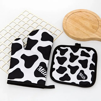 1 set de tampon izolator cu model leopard pentru gătit mănuși pentru cuptor cu microunde, coacere, grătar, suporturi pentru cuptor, mănuși de cuptor, suport pentru oală, mănuși de bucătărie