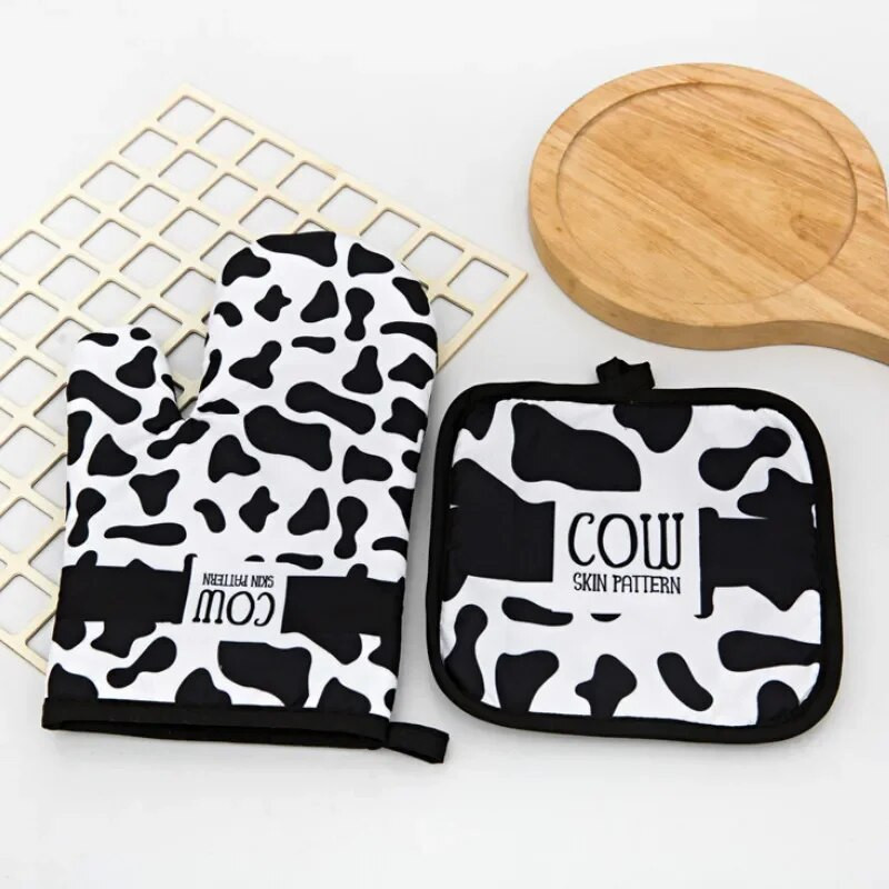 1 set de tampon izolator cu model leopard pentru gătit mănuși pentru cuptor cu microunde, coacere, grătar, suporturi pentru cuptor, mănuși de cuptor, suport pentru oală, mănuși de bucătărie