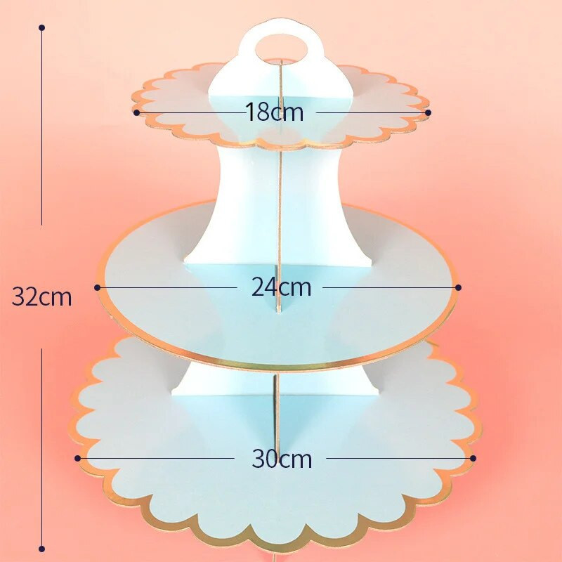 Sklopivi troslojni papirnati stalak za tortu Potrepštine za rođendanske zabave Stol za desert Dekoracija torte Stalak za tanjure za kolače u boji Vintage