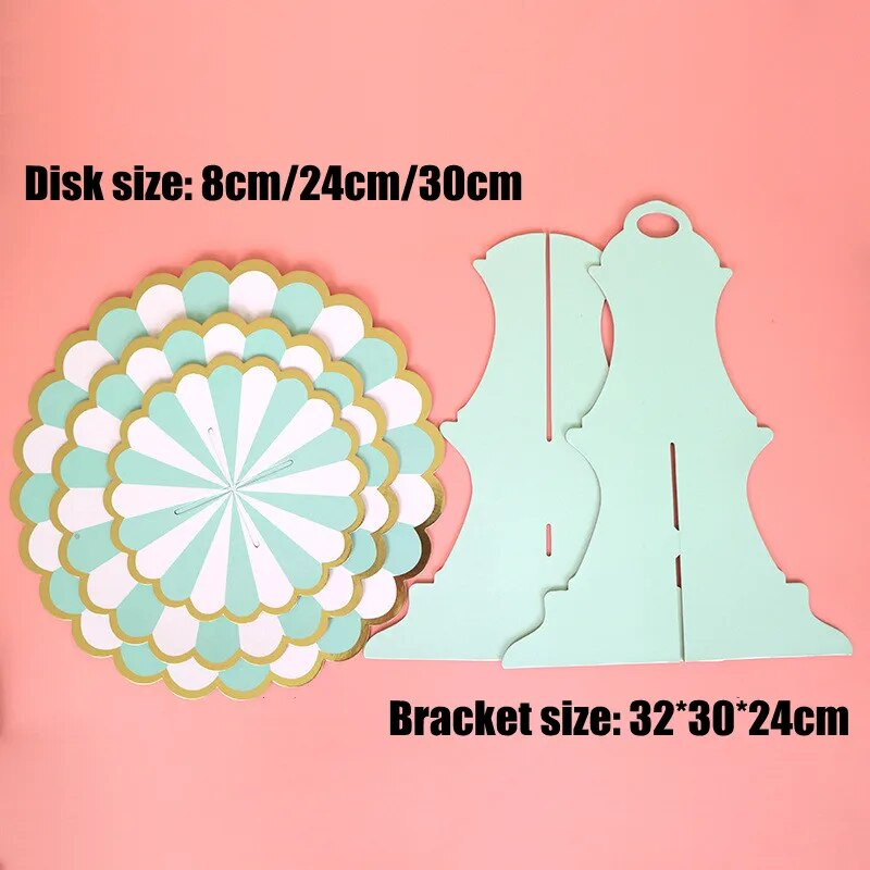 Sklopivi troslojni papirnati stalak za tortu Potrepštine za rođendanske zabave Stol za desert Dekoracija torte Stalak za tanjure za kolače u boji Vintage