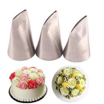 5 бр. #124K/#125K/#126K Austin Накрайници за накрайници за глазура с венчелистчета от роза + Ножица за цветя + Инструменти за украса на тава за торта, крем, фондан