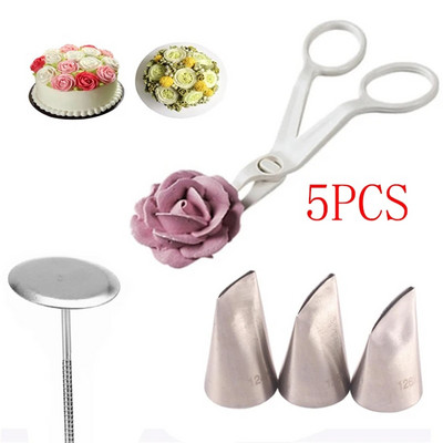 5 kom #124K/#125K/#126K Austin mlaznice za glazuru od latica ruže + škare za cvijeće + alati za ukrašavanje pladnja za kolače Krema za ukrašavanje fondana