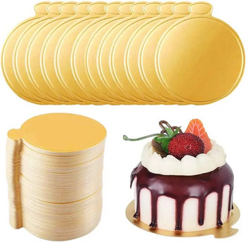 100 τμχ/συσκευασία Κέικ από χαρτόνι Μίνι σανίδες κέικ Δίσκος επιδόρπιου Cupcake Χαρτί πολλαπλών σχημάτων Χρυσή βάση Διακοσμητικό κιτ ζαχαροπλαστικής για τούρτα