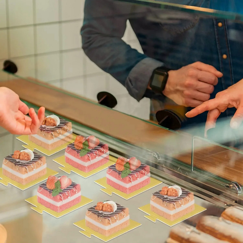 100 kom/pak. Karton za torte Mini daske za torte Cupcake desertni pladanj za više oblika Papirna zlatna podloga za kolače Dekorativni komplet za zabavu