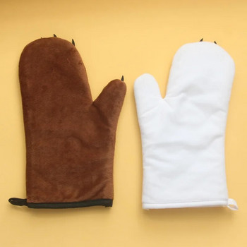 Чифт силиконови ръкавици за микровълнова печка Сладък мечешки нокът Изолационни ръкавици за фурна Кухненски консумативи за печене