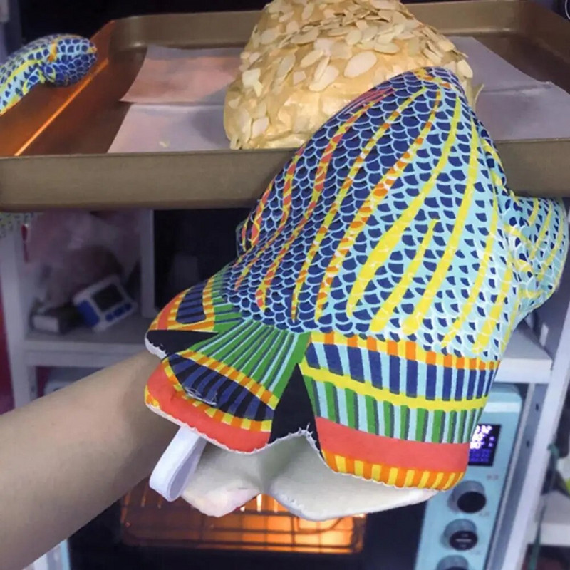 1kom šarene kuhinjske rukavice rukavica za pećnicu rukavica za pećnicu protiv opekotina, neklizajuća rukavica za pečenje u obliku ribe