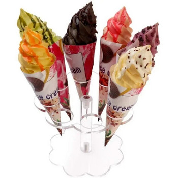 Διαφανές ακρυλικό παγωτό με 8 τρύπες βάση για κέικ χωνάκι Βάση ζαχαροπλαστικής Μπουφές γαμήλιου πάρτι Οθόνη τροφίμων Εργαλείο ψησίματος