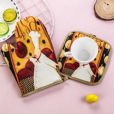 Otisnute rukavice za pećnicu i držači za lonce Set od 2 dijela Neklizajuće perive kuharske rukavice za pečenje na vrućoj ploči Kuhinja Blagovaonica Roštilj Roštilj