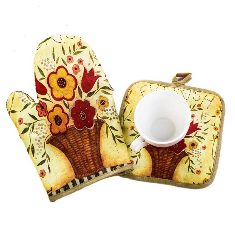 Otisnute rukavice za pećnicu i držači za lonce Set od 2 dijela Neklizajuće perive kuharske rukavice za pečenje na vrućoj ploči Kuhinja Blagovaonica Roštilj Roštilj