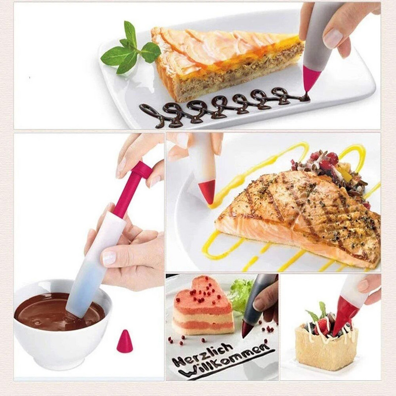 Stilo de scris din silicon Desert Unsoare pentru muls Pix Ciocolată Biscuiți Glazura Conducte Duze pentru patiserie Decorare tort DIY Instrumente de coacere