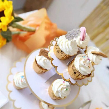 Στρογγυλό επιδόρπιο cupcake γενεθλίων μίας χρήσης 3 στρώσεων DIY Βάση επιδορπίου από χαρτί χειροτεχνίας Ράφι προβολής Εργαλεία για τούρτες για γάμους