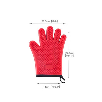 1PC Силиконови памучни ръкавици Изолационни ръкавици Фурна за печене Ръкавици за микровълнова фурна Кухненски противоплъзгащ силиконов ръкавица за барбекю Държач за тенджера