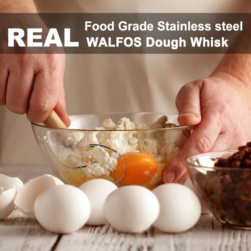 „Walfos“ nerūdijančio plieno daniškas tešlos šluotelės maišytuvas pyrago duonos tešlos tešlos rankinis maišytuvas Kiaušinių plakimo įrankis kepimo konditerijos trintuvas