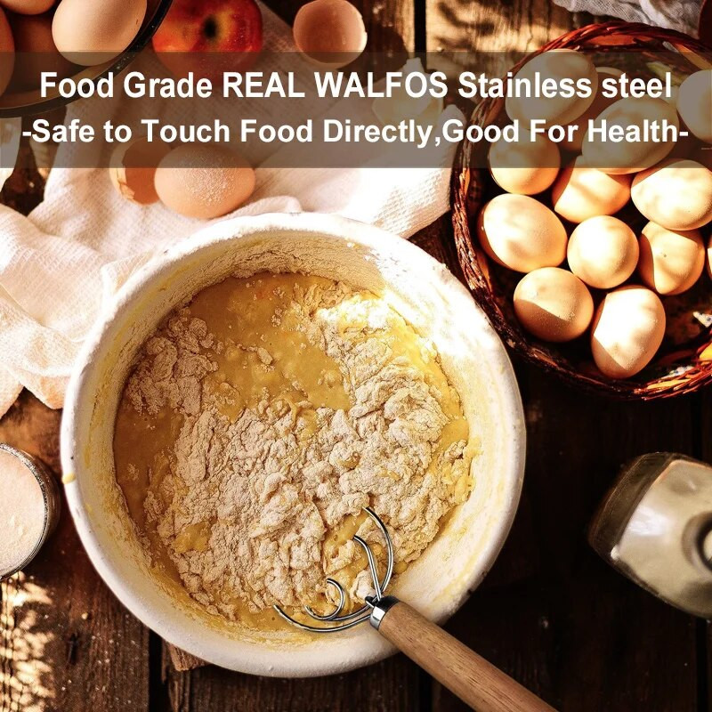 „Walfos“ nerūdijančio plieno daniškas tešlos šluotelės maišytuvas pyrago duonos tešlos tešlos rankinis maišytuvas Kiaušinių plakimo įrankis kepimo konditerijos trintuvas