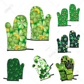 St. Patrick Day Clovers Zlatni novčić Rukavice za pećnicu Set od 2 otporne na toplinu za muškarce Žene za kuhanje Kuhinjski dodaci za roštiljanje
