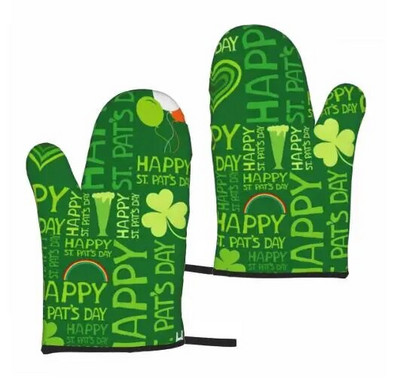 St. Patrick Day Clovers Zlatni novčić Rukavice za pećnicu Set od 2 otporne na toplinu za muškarce Žene za kuhanje Kuhinjski dodaci za roštiljanje