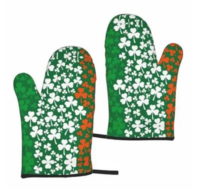 St. Patrick Day Clovers Zlatni novčić Rukavice za pećnicu Set od 2 otporne na toplinu za muškarce Žene za kuhanje Kuhinjski dodaci za roštiljanje