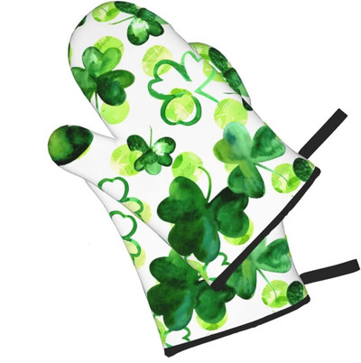 St. Patrick Day Clovers Zlatni novčić Rukavice za pećnicu Set od 2 otporne na toplinu za muškarce Žene za kuhanje Kuhinjski dodaci za roštiljanje