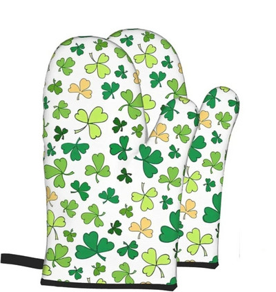 St. Patrick Day Clovers Zlatni novčić Rukavice za pećnicu Set od 2 otporne na toplinu za muškarce Žene za kuhanje Kuhinjski dodaci za roštiljanje
