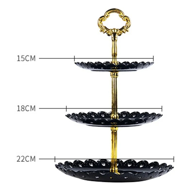 Europski troslojni stalak za torte Svadbena zabava Stol za desert Slatkiši Tanjur s voćem Izlog za samopomoć Torta Pladnjevi za ukrašavanje kućnog stola