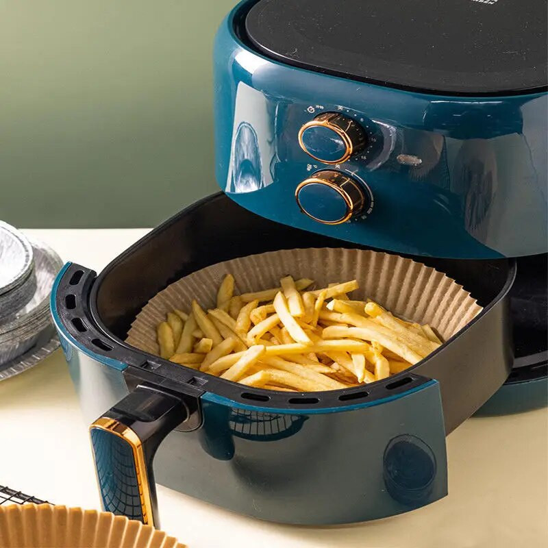 50/100 kom Air Fryer Papir za pečenje za Roštilj Okrugla podloga za posudu za pećnicu 16/20 cm AirFryer Jednokratna papirna obloga otporna na ulje