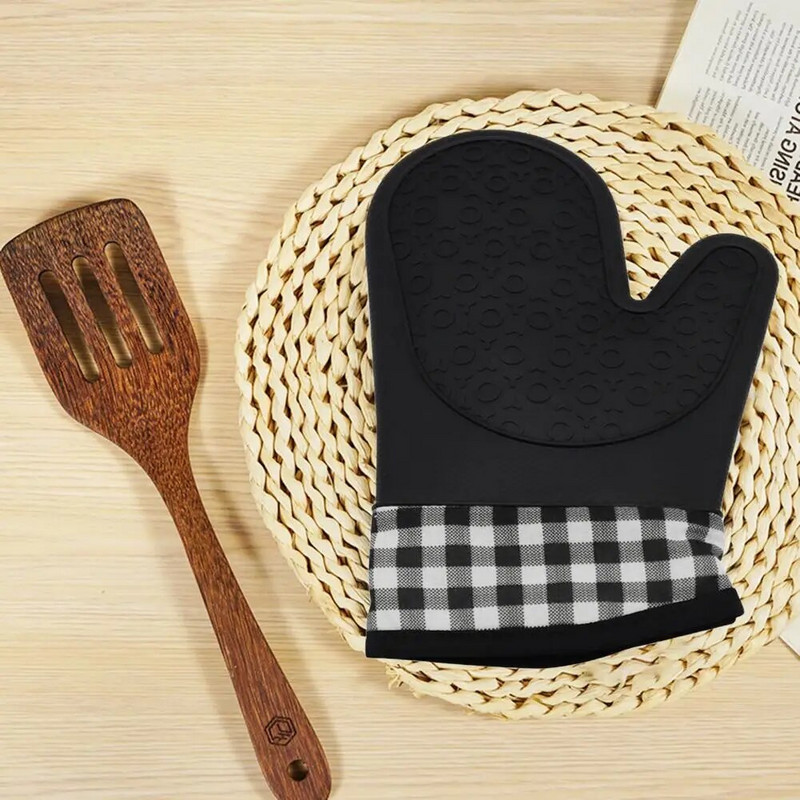 Silikonska rukavica za pećnicu, zadebljana neklizajuća silikonska rukavica za pećnicu za kućnu kuhinju, zaštitna kuharska rukavica otporna na toplinu