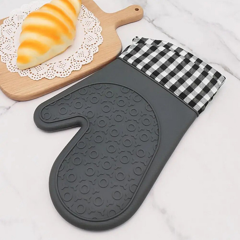 Silikonska rukavica za pećnicu, zadebljana neklizajuća silikonska rukavica za pećnicu za kućnu kuhinju, zaštitna kuharska rukavica otporna na toplinu