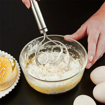 Голяма ръчна датска бъркалка за тесто Миксер за хляб от неръждаема стомана Торта Миксер за тесто за сладкиши Пръчкова бъркалка за яйца Кухненски блендер Инструменти за печене