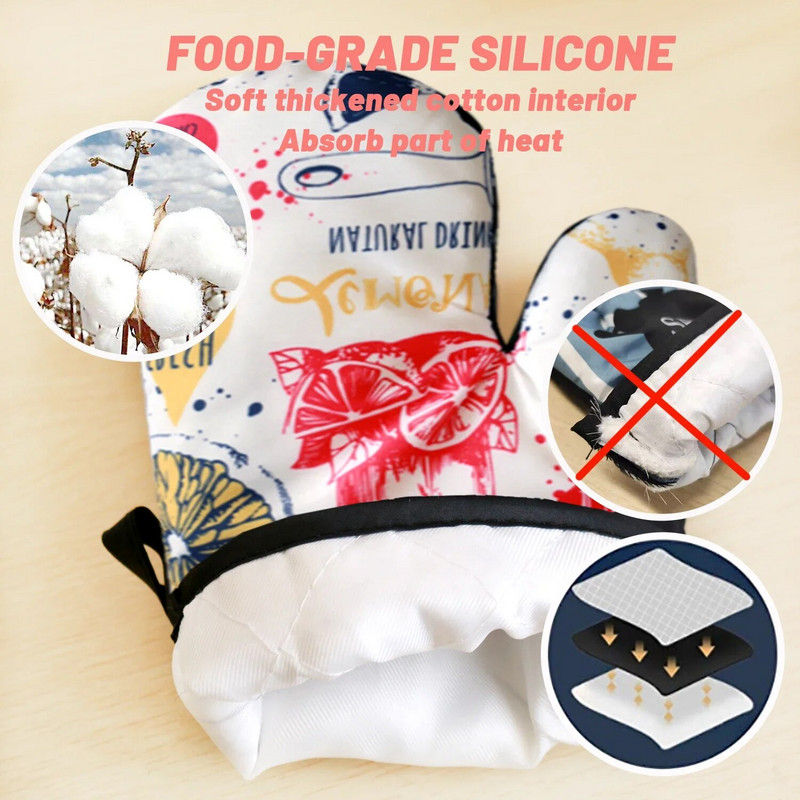 Prilagodite crtanu rukavicu za mikrovalnu pećnicu Držač za lonce Rukavice Rukavice Kuhinjski držač za lonce Podloga za roštilj Izolacijske rukavice Vruće rukavice za pećnicu Pečenje