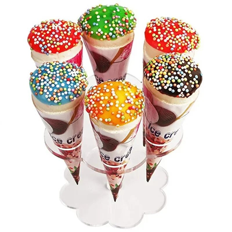 Akrilni prozirni stalak za sladoled Držač stalka za kornet za tortu Svadbeni bife Stalak za izlaganje hrane Kuhinjski alati za pečenje