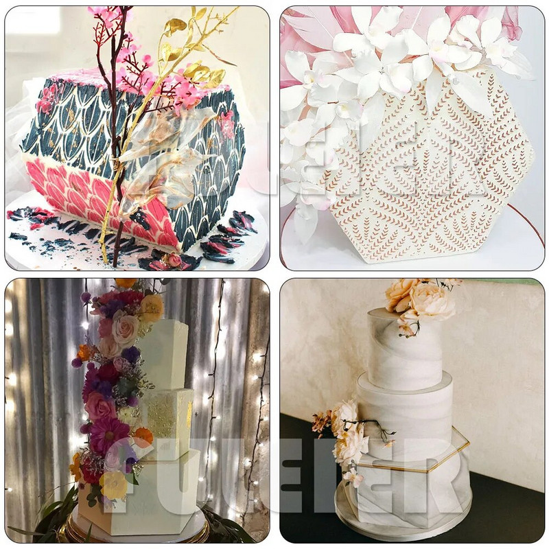 Šesterokutni akrilni diskovi za torte DIY umjetnička prazna ploča Stalak za pladanj za alate za torte Alat za ukrašavanje kolača za pečenje Kartice