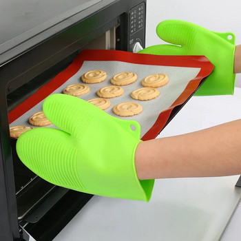 Силиконови ръкавици за фурна Топлоустойчиви поставки за тенджери Нехлъзгащи се ръкавици за кухненска фурна за готвене Печене на скара Барбекю Гъвкави ръкавици