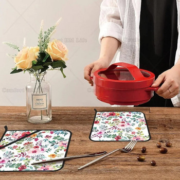 Ακουαρέλα Floral Flowers Σετ για κατσαρόλες 2 δοχείων κουζίνας ανθεκτική στη θερμότητα για μαγείρεμα μικροκυμάτων στο φούρνο μικροκυμάτων