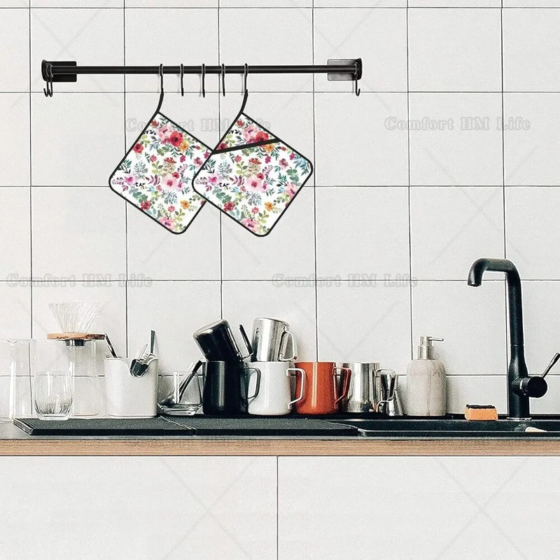 Držači za lonce s cvjetnim cvijećem u akvarelu Set od 2 kuhinjska držača za lonce otporne na toplinu za kuhanje u mikrovalnoj pećnici Završne posude u pećnici