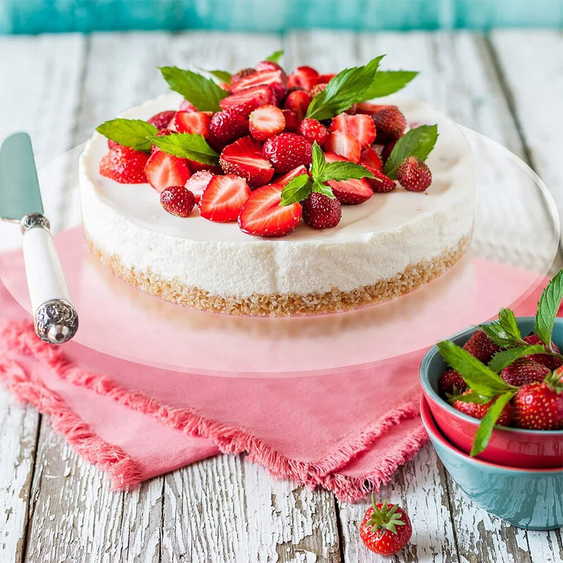 2PCS Kružni disk za torte s okruglim rubom Stalak od akrilne posude za pečenje DIY preklop za kolače za višekratnu upotrebu Neljepljiva akrilna ploča za podlogu Alat za pečenje