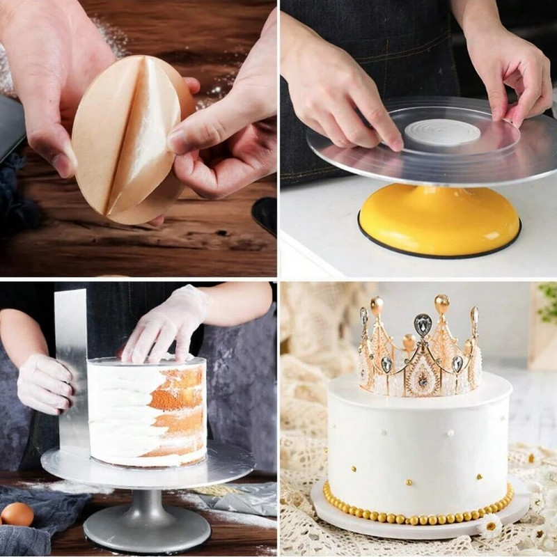 2PCS Kružni disk za torte s okruglim rubom Stalak od akrilne posude za pečenje DIY preklop za kolače za višekratnu upotrebu Neljepljiva akrilna ploča za podlogu Alat za pečenje