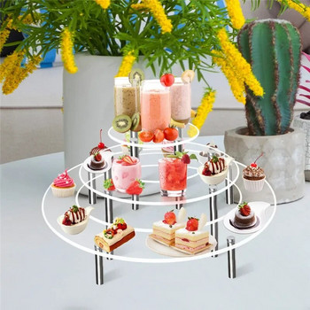 Ακρυλική βάση για κέικ ράφι Cupcake Στρογγυλή βάση στήριξης θήκης για επιδόρπιο Δίσκος παρουσίασης μπουφέ για γάμο