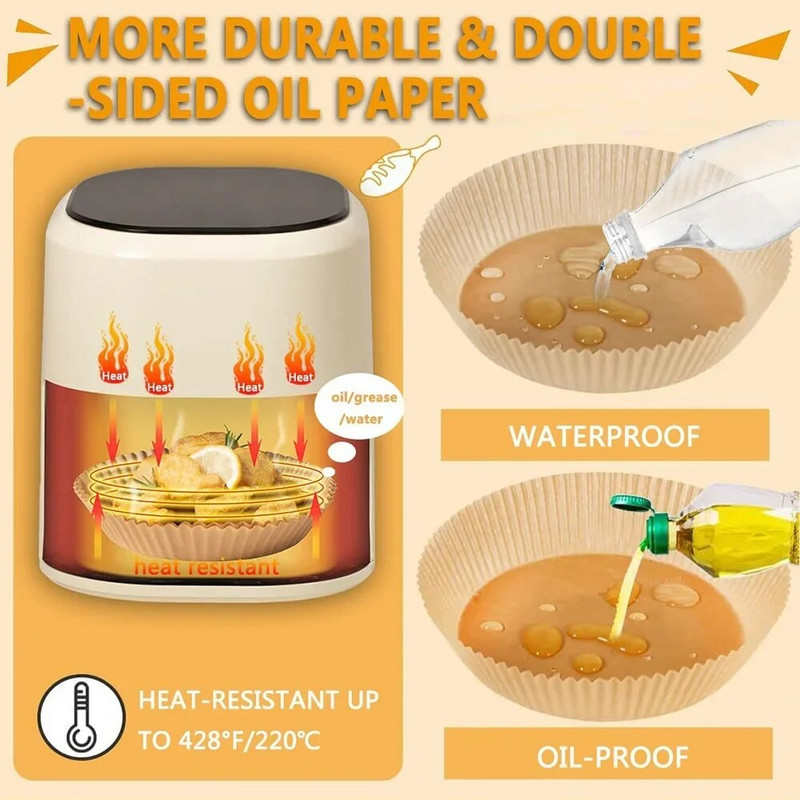 Spetsiaalne paber õhkfritüüri küpsetamiseks Õlikindel õli imav paber majapidamises kasutatavate BBQ-plaadiga ahjude jaoks.