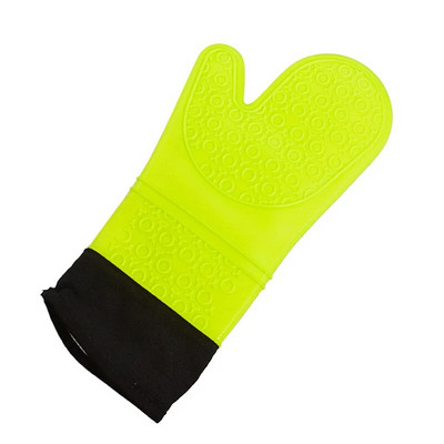 1 vnt. izoliacinės silikoninės neslystančios orkaitės pirštinės ideali apsauga su ypač ilgu storu dygsniuotu medvilniniu įdėklu silikono kepsninės pirštinės