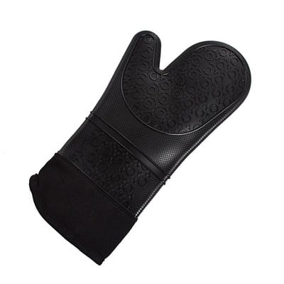 1 vnt. izoliacinės silikoninės neslystančios orkaitės pirštinės ideali apsauga su ypač ilgu storu dygsniuotu medvilniniu įdėklu silikono kepsninės pirštinės