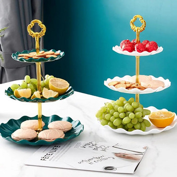 3-етажна стойка за кексчета, държач за чинии с плодове, десерти, закуски, бонбони, стойка за шведска маса, кула за коледно сватбено тържество, държач за кексчета, чиния